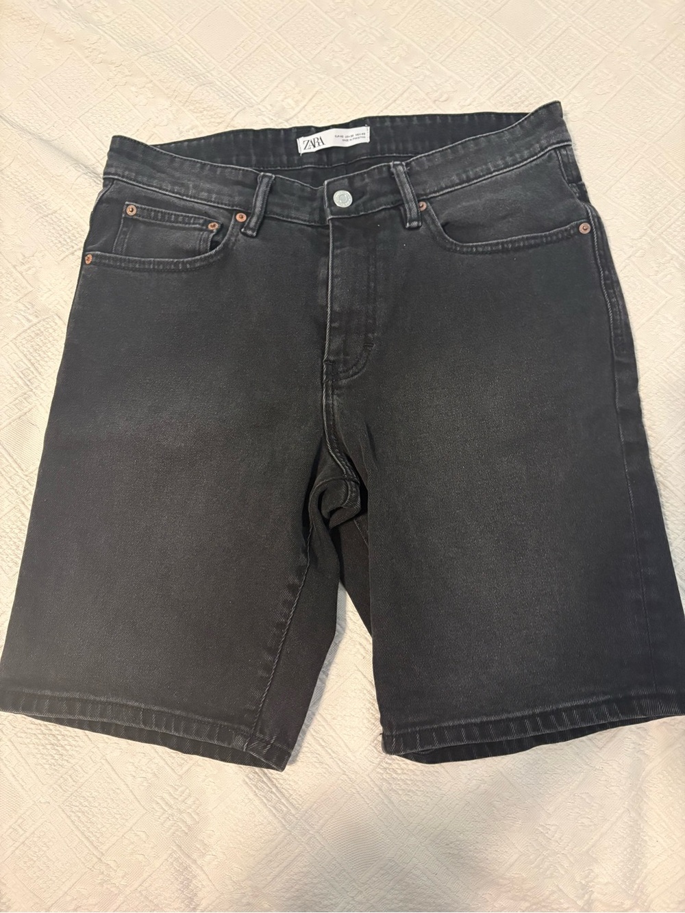 Zara Men's Black Denim Jean Shorts